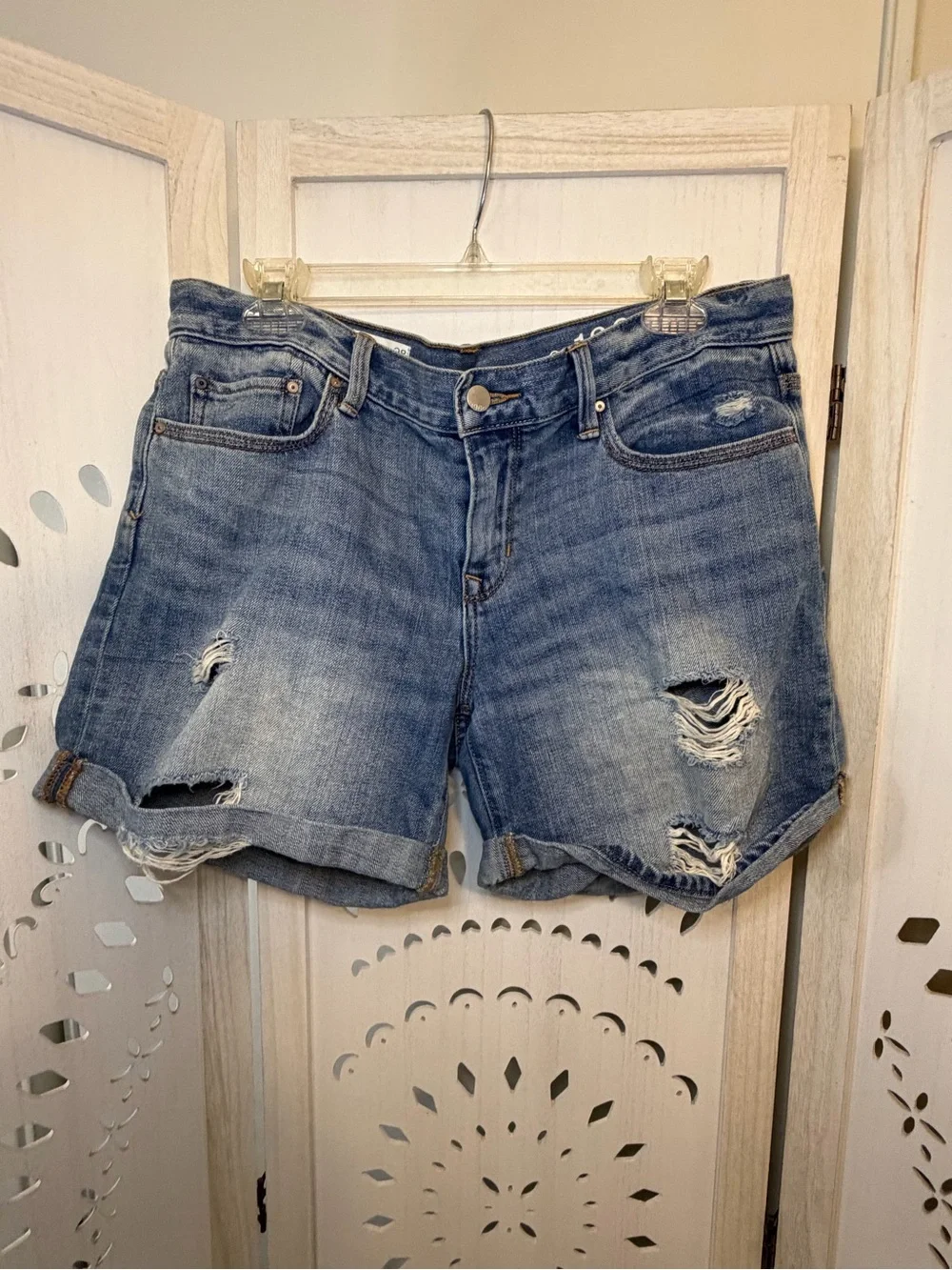 GAP Sexy Boyfriend Distressed Denim Shorts